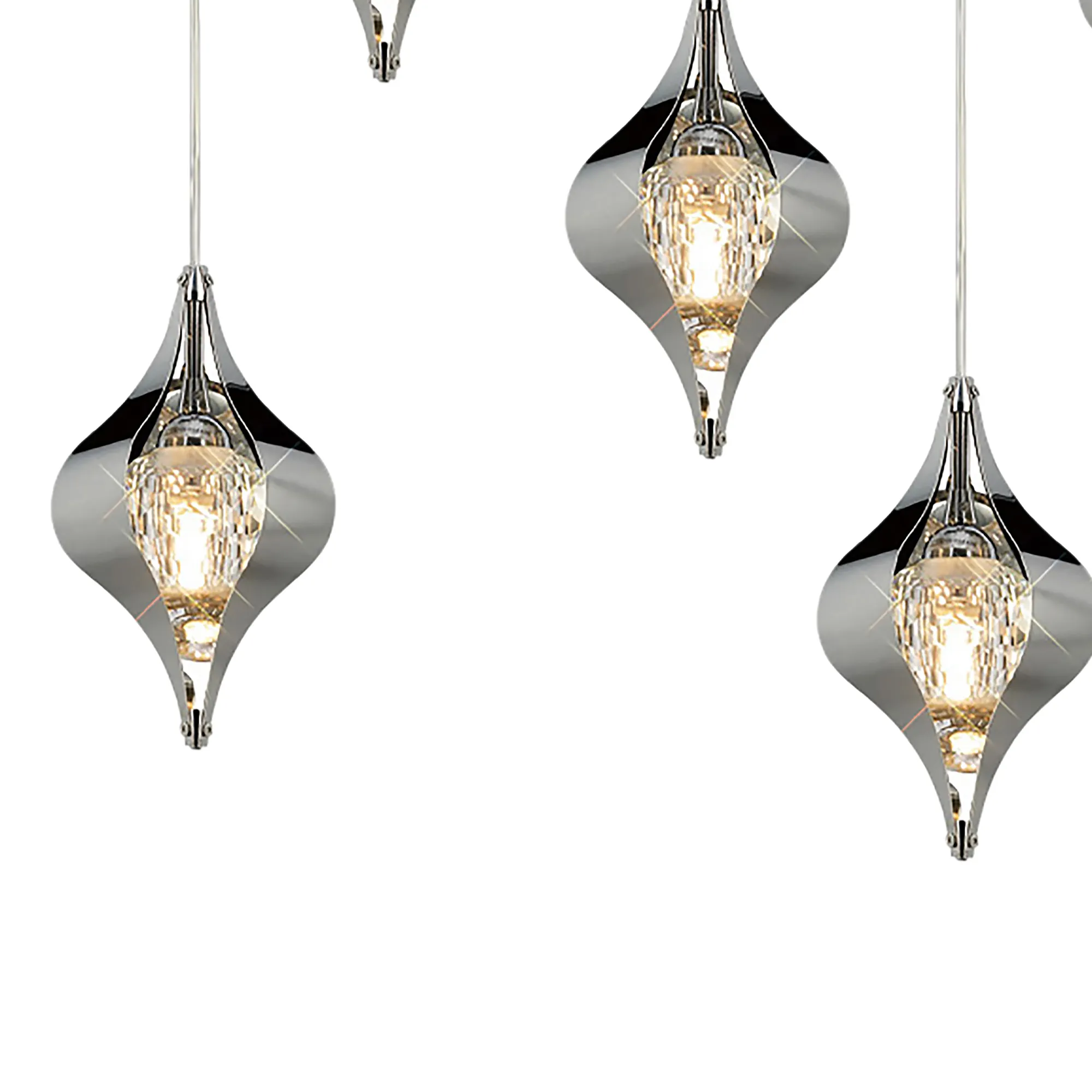 Amano Linear Rectangle Pendant, 5 Light Adjustable G9, Polished Chrome/Crystal IL31860CH  Diyas Amano